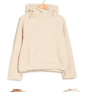 Faux shearling hooded pullover jacket by Vince